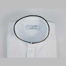 Mens CEREMONIA Tuxedo Formal Shirt 100% Cotton Banded Slim Fit #stn 33 HD White image 3