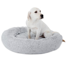 30&quot;X30&quot; Grey Shaggy Fluffy Pet Bed Dog Cat Donut Cuddler Cushion Mats Machine - £36.37 GBP