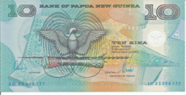 Papua New Guinea 1988 10 Kina Bank Note Bird of Paradise Gem Unc  # 1 - $12.86