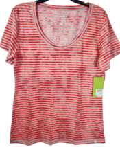 Alpine Design Women&#39;s Stripes Scoop Neck T-Shirt, Dubarry Gray/Red, Small - $16.82