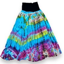 Kathmandu Imports Multicolor Tie Dye Ruffle Skirt Boho Festival Hippie O... - £20.56 GBP