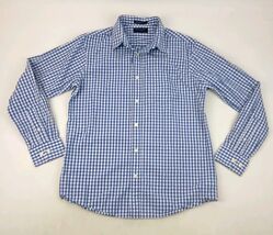 Denim &amp; Flower Button Up Check Blue White Medium Note To Self Relax - $17.90