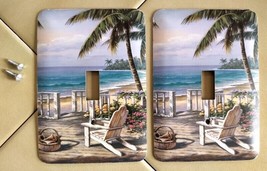 Lot (2) Merlaine&#39;s Tropical Beach Seaside Chair Single Light Switch Plat... - £11.64 GBP