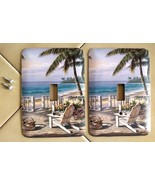Lot (2) Merlaine&#39;s Tropical Beach Seaside Chair Single Light Switch Plat... - $276.35 MXN