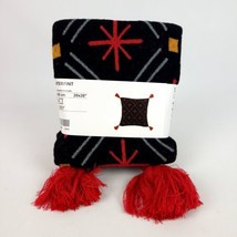 Ikea VINTERFINT Pillow Cushion Cover 20&quot; x 20&quot; Black/Red Stars w/Tassels... - $27.71