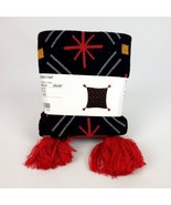 Ikea VINTERFINT Pillow Cushion Cover 20&quot; x 20&quot; Black/Red Stars w/Tassels... - £22.08 GBP