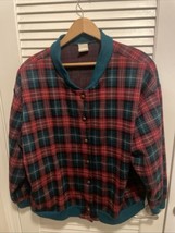 Vintage Women’s Cardigan Size 20 Plaid Preppy Holiday Christmas  - $29.99