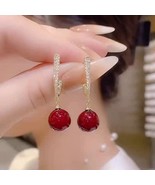 Red pearl diamond dangle earrings  - £14.22 GBP