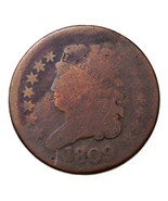 1809 1/2 Cent Half Cent in About Good AG Condition Worn in Rim, 4 Digit ... - $51.48