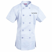 Embroidered Women&#39;s Chef Coat Short Sleeve Chef Shirt Personalized with your Tex - £24.11 GBP