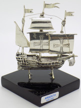 Vintage Italiano Fatto Originale Argento Columbus Caravel Galeone Nave Statuina - £114.10 GBP