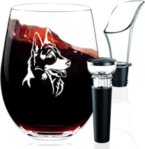 Cute Shepherd Stemless Big Wine Glasses Personalized Funny Dog Large Gifts 19oz - £15.56 GBP