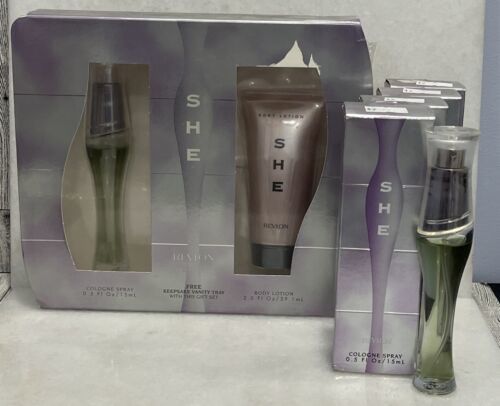 Revlon She Cologne Spray Body Lotion Set + 4 Cologne Spray 0.5 oz