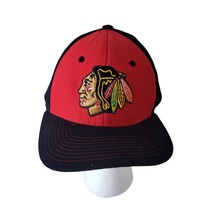 NHL CHICAGO BLACKHAWKS XL Baseball Cap Indian Logo Red Black Zephyr Z Fit - $25.48