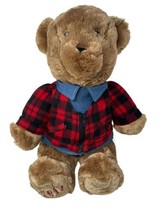 LARGE 24" Dan Dee Teddy Bear Flannel Plaid Jacket 2017 SOFT Plush Stuffed Animal - $19.68