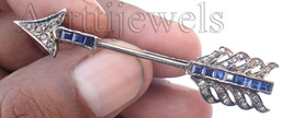 Victorian 0.70ct Rose Cut Diamond Blue Sapphire Arrow Brooch - £359.78 GBP