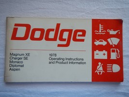 1978 78 Dodge operating instructions Magnum XE Charger SE Monaco Diplomat Aspen - £7.75 GBP