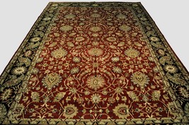 Agra Handmade 12 x 17 New Indian Traditional Shah Abbasi Burgundy Wool Rug - £3,825.19 GBP