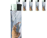 Scenic Alaska D7 Lighters Set of 5 Electronic Refillable Grizzly Fishing - $15.79