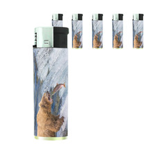 Scenic Alaska D7 Lighters Set of 5 Electronic Refillable Grizzly Fishing - $15.79