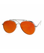 Unisexe Rond Pilote Lunettes de Soleil Plat Métal Cadre Miroir Lentille ... - £10.15 GBP