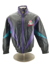 Vintage 90’s Pro Player NBC Sports Men’s Black Multi Color Leather Jacke... - £104.27 GBP