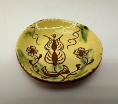 Breininger Redware Pottery Decorative 4 Inch Small Dish Flowers 1993 - £36.96 GBP