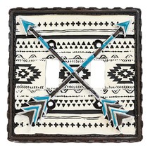 Set Of 2 Western Navajo Crossed Turquoise Arrows Wall Double Toggle Switch Plate - £22.44 GBP
