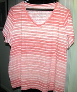 Peach &amp; White Poly Cotton Knit Top Size 3X Sonoma - €6,84 EUR