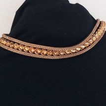 Apricot golden leather choker with gemstones brand new - £14.37 GBP