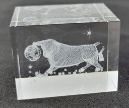 *B3) Laser Etched Taurus Zodiac Clear Paperweight Block Bull - $218.43 MXN