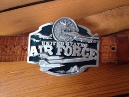 USAF Siskiyou US Air Force Military Pewter Buckle Handtooled Leather Bel... - £117.46 GBP