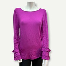 Belle by Kim Gravel Double Ruffle Hi-Low Bell Sleeve Top Boysenberry XS A347685 - £12.82 GBP