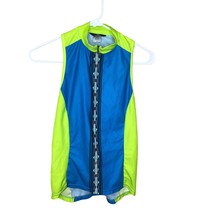 Canari Sleeveless Cycling Jersey Women’s M Blue Neon Green Mock Neck 3/4... - $16.78