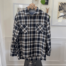 John Blair Black Tan Plaid Button Shirt L - $456.17 MXN