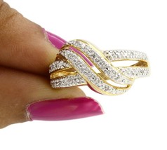 0.06CT Diamante Natural Racimo Compromiso Cruz Cristo Anillo Oro Chapado Plata - £112.05 GBP