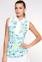 NWT Ladies IBKUL COLLEEN Blue & Lime Green Sleeveless Golf Shirt  L XL & XXL image 2