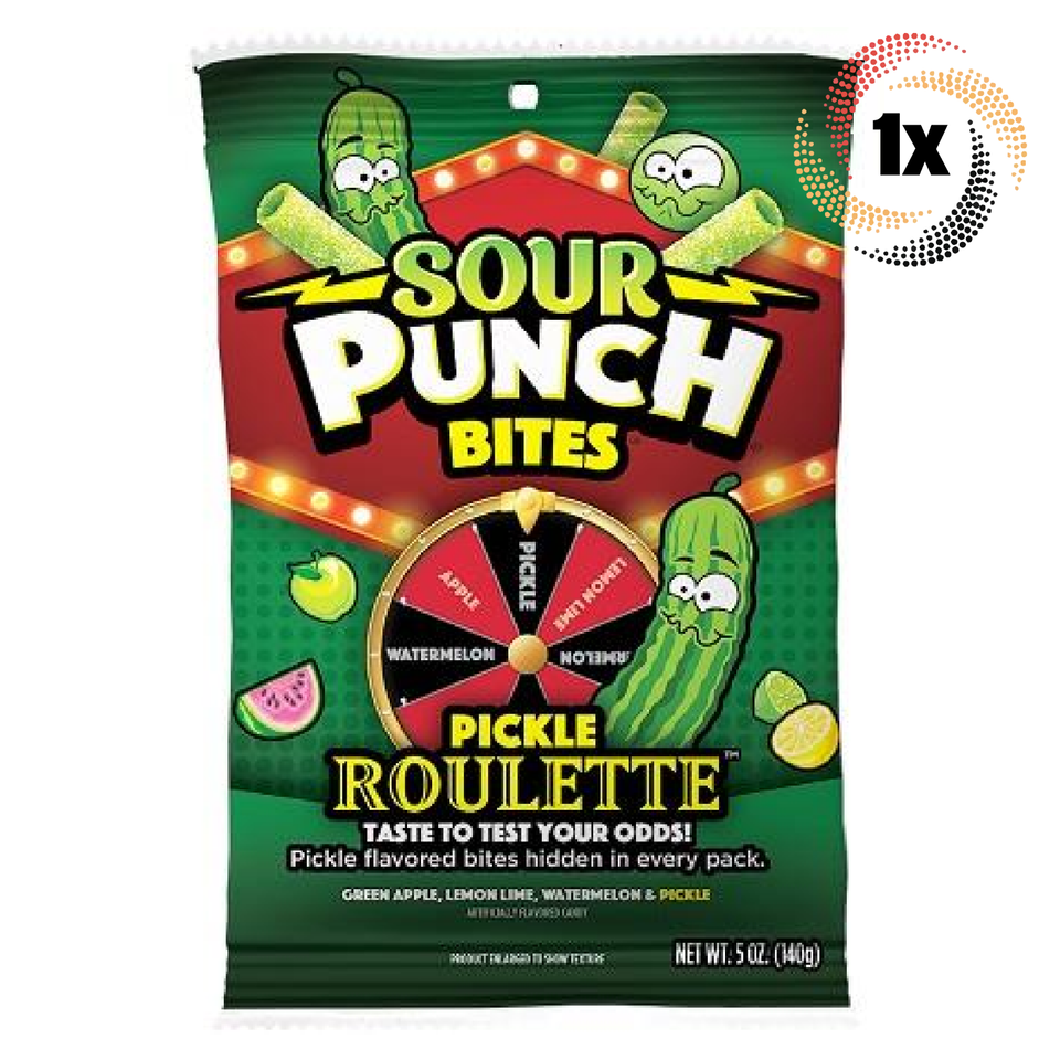 1x Bag Sour Punch Bites Pickle Roulette Assorted Flavors Gummy Candy | 5oz - $9.97