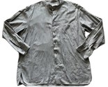 Ermenegildo Zenga Button Up Shirt Mens Plaid Mock Neck Made in Italy Gre... - $23.34