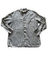 Ermenegildo Zenga Button Up Shirt Mens Plaid Mock Neck Made in Italy Gre... - £17.80 GBP
