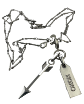 Silvertone Necklace with XOXO and Arrow Pendants, 30&quot; Chain,  Marked SH  - £6.05 GBP
