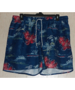 NEW MENS ST. JOHN&#39;S BAY BLUE W/ Honolulu Aloha HAWAIIAN PRINT SWIM TRUNK... - $466.44 MXN