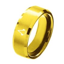 8mm Gold Assassin&#39;s Creed Ring Stainless Steel Men Band Couple Ring Size... - £19.92 GBP