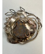 Ammonite Mixed Metal Boutique Brooch Silver Bronze Copper Very Large Hea... - $119.46 CAD