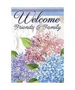 Happy Hydrangeas Welcome Garden Flag-2 Sided Message,12.5&quot; x 18&quot; - £15.97 GBP