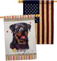 Rottweiler Happiness House Flag Pack Dog Puppy Spoiled Paw Canine Fur Pet Nature - $41.99