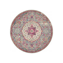HomeRoots 8 ft. Round Gray &amp; Pink Medallion Area Rug - $257.02
