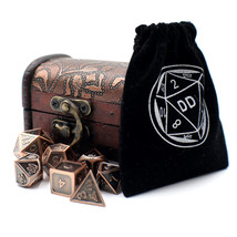 Bronze Fantasy DnD Metal Dice Set with Storage Chest for Roleplaying Games - £27.45 GBP