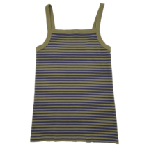 Old Navy Semi Fitted Tank Top Womens size Large Olive Green Navy Striped RibKnit - £13.66 GBP