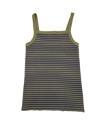 Old Navy Semi Fitted Tank Top Womens size Large Olive Green Navy Striped RibKnit - $17.09